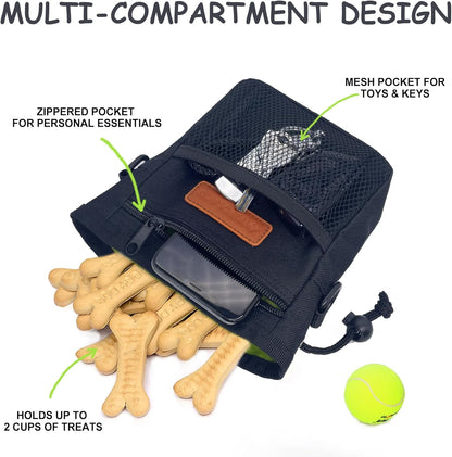 TRIPOLACO Dog Treat Pouch, Large Treat Pouches for Pet Training with Multiple Pockets, Built-in Poop Bag Dispenser & Phone Holder, 3 Wear Styles, Ideal Dog Treat Bag for Training & Walks - PuriLite