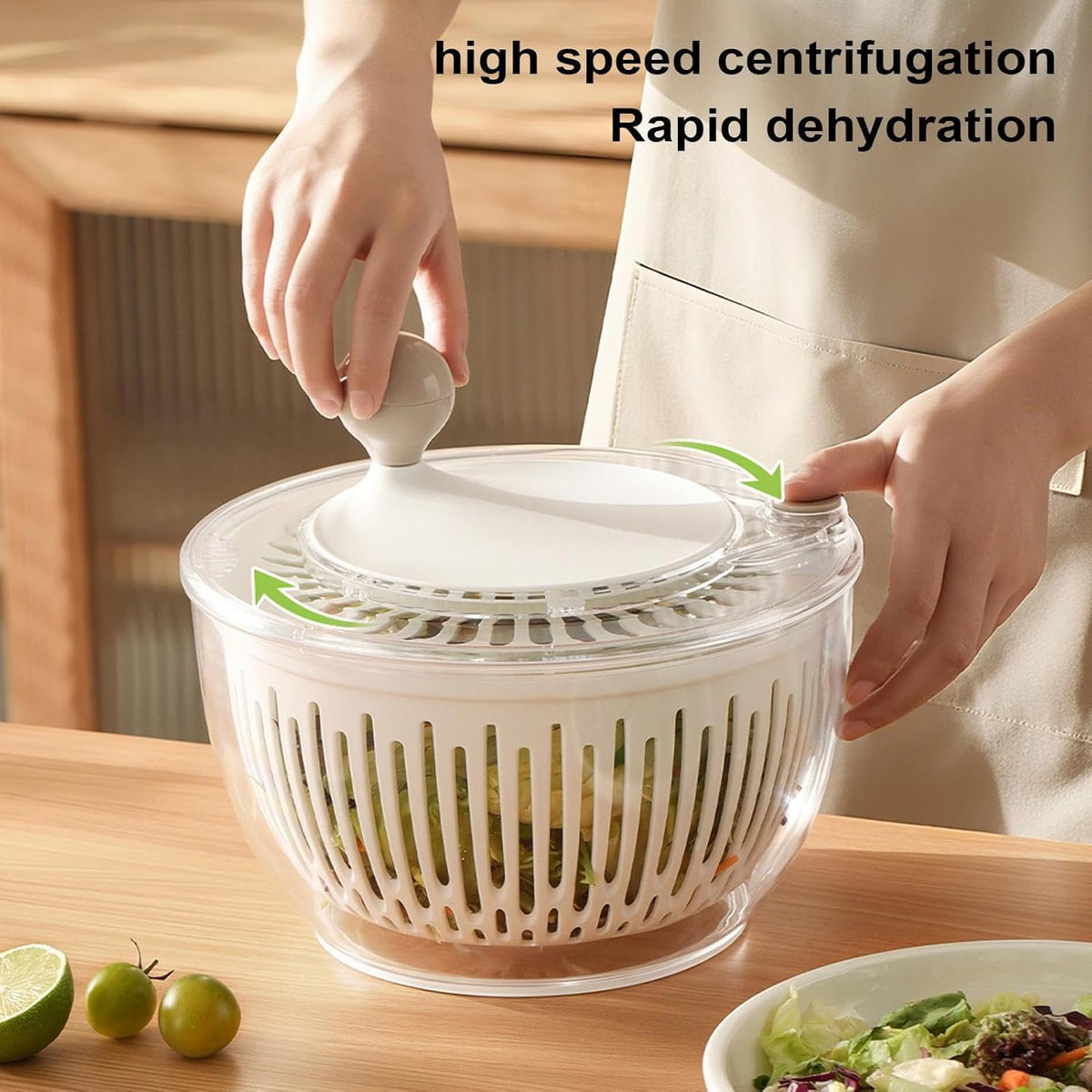 Salad Spinner Small - Lettuce Dryer 4.5L,Non-Slip Base Basket Container Strainer Easy Cleaning Storage for Vegetable Pasta Refrigerator - PuriLite