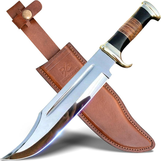35.5 cm Bowie Fixed Blade Hunting Knife with Sheath, Tactical Survival Knife for Camping, Outdoor, Bushcraft - PuriLite
