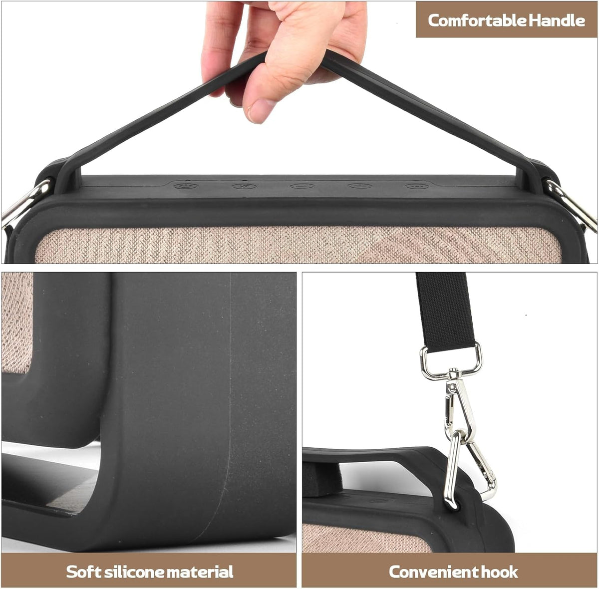Silicone Case Compatible with Bose SoundLink Home Bluetooth Speaker, Soft Cover Replacement Skin Travel Holder with Shoulder Strap - PuriLite