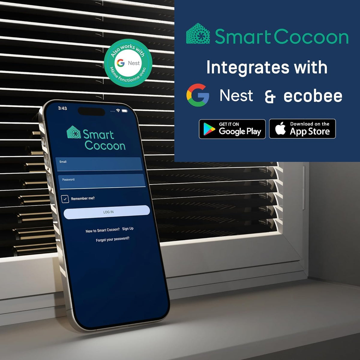 SMARTCOCOON 3"X10" Smart Register Booster Fan - Dual Air Conditioner & Heater For Bedroom - Floor Register Integrates With Nest & Ecobee Smart Thermostats - Syncs with HVAC System & Smartphone Control - PuriLite