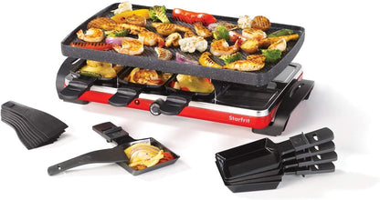 Starfrit The Rock Electric Raclette - 8 Person Party Grill - 8 Spatulas - Reversible Plate - 1500W - PuriLite