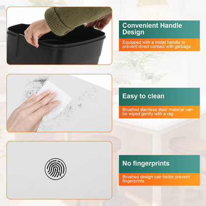 13 Gallon/50 L Garbage Can Kitchen Trash Can with Lid for Office Bedroom Bathroom Step Trash Bin Fingerprint-Proof Brushed Stainless Steel - PuriLite
