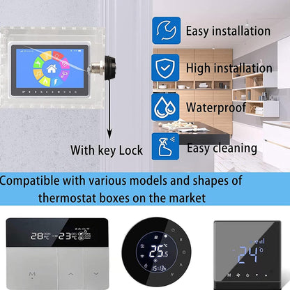 Universal Thermostat Guard Lock Box Small Clear Thermostat Cover with Combination Lock Fits Thermostats 4.92 X 3.74 X 1.97in or Smaller - PuriLite
