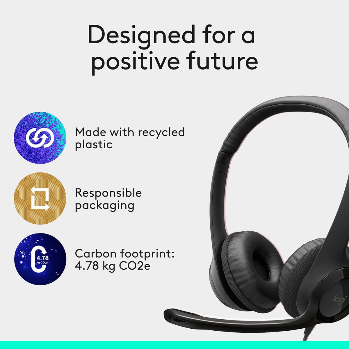 Logitech Zone 301 Wireless Bluetooth Headset with Noise-Canceling Microphone, Compatible with Windows, Mac, Chrome, Linux, iOS, iPadOS, Android – Graphite - PuriLite