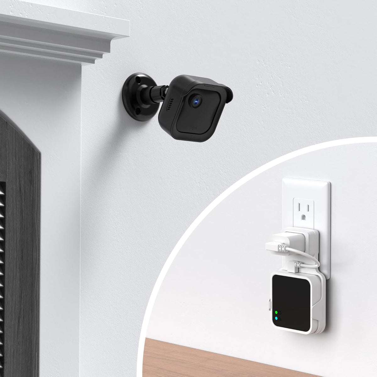 PlusAcc Outdoor Camera Mount for Blink Outdoor 4 (4th Gen) & 3rd Gen Camera, 3 Pack 360° Adjustable Wall Mount Bracket with Sync Module 2 Mount for Blink Camera System (Black, Cameras Not Included) - PuriLite