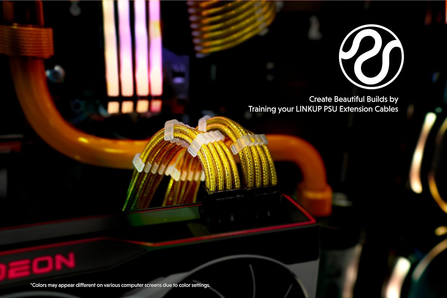 LINKUP - 30cm Super Soft and Flexible PSU Cable Extension Sleeved Custom Mod GPU PC Braided w/Comb Kit | 1 x 24 P (20+4) | 2 x 8 P (4+4) CPU | 2 x 8 P (6+2) GPU Set | 300mm - Blackgreen - PuriLite