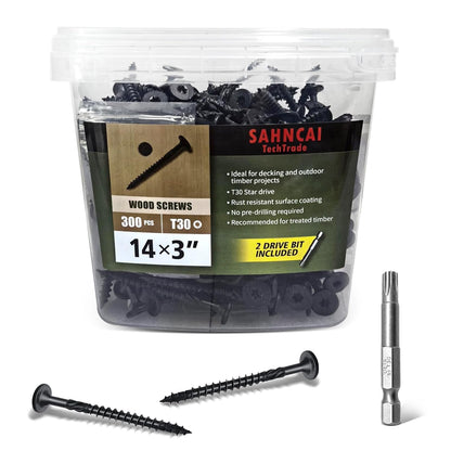 Wood Screws #14 x 6 Inch, Deck Screws 50Pcs,T30 Star Drive Outdoor Screws, Rust Resistant Timber Screws for Timber/Log/Landscaping Wood (#14 x 6) - PuriLite