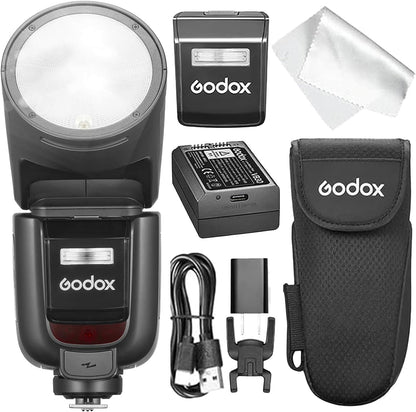Godox V1 Pro V1 PRO N Camera Flash Compatible with Nikon Camera V1PRO N +2.4G Wireless+1/8000s HSS+1.3s Recycle Time+M/TTL Flash Mode+Detachable Sub Flash Speedlite+Support Type-C V1PRO-N - PuriLite