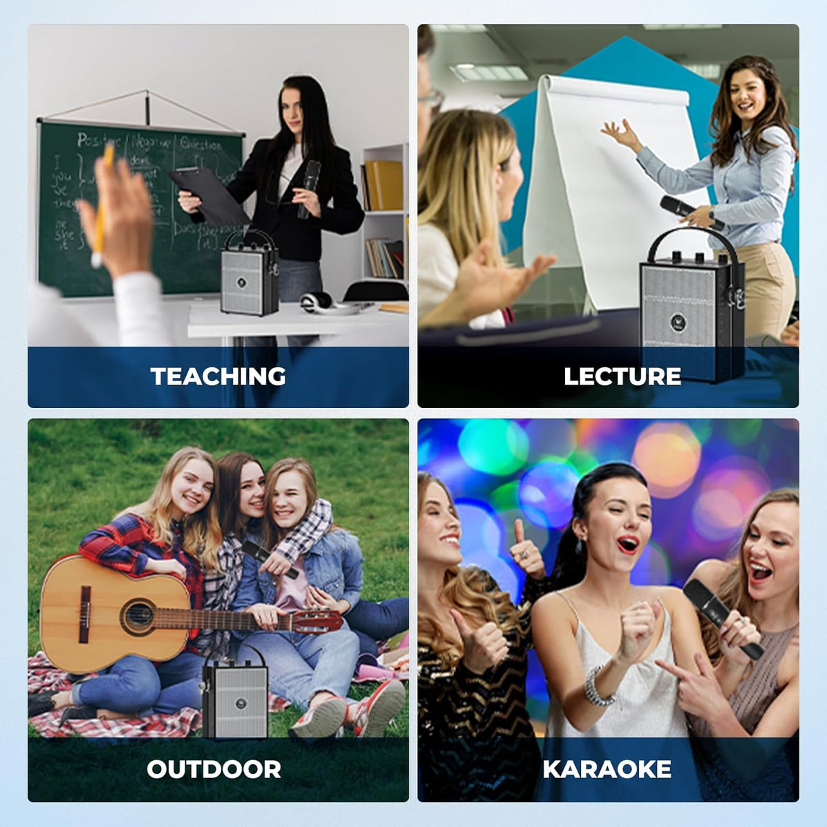 Wireless Voice Amplifier with Handheld Microphone, Portable Bluetooth Speaker Microphones with Teachers & Events, Wireless Karaoke Mic for Singing, PA System with Echo & Sound Effects S98 Pro - PuriLite