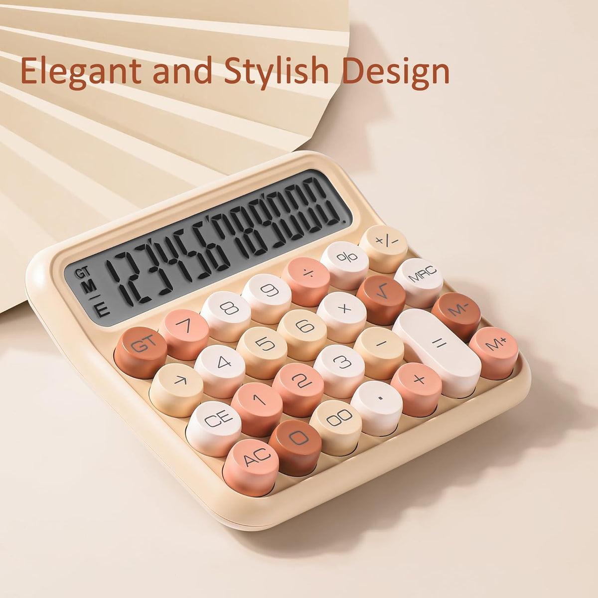 VEWINGL Mechanical Switch Calculator, 12 Digit Large LCD Display and Buttons, Great for Everyday Life and Basic Office Work, with Battery - PuriLite