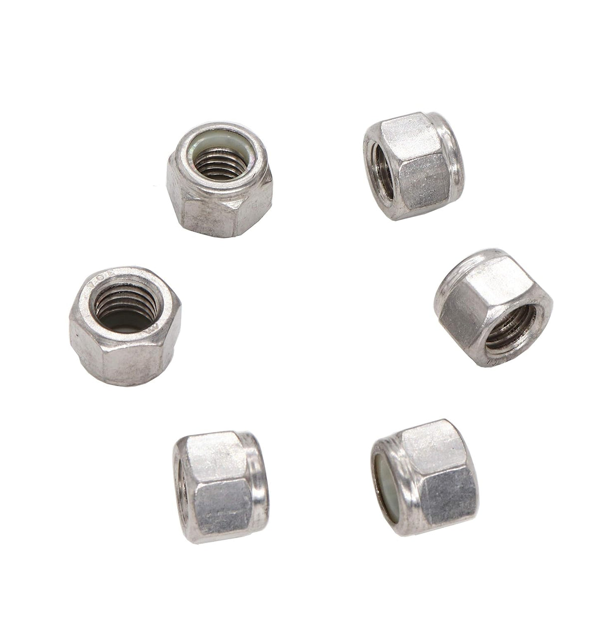 binifiMux 50pcs 1/4-20 Nylon Inserted Self Locking Nuts 304 Stainless Steel - PuriLite
