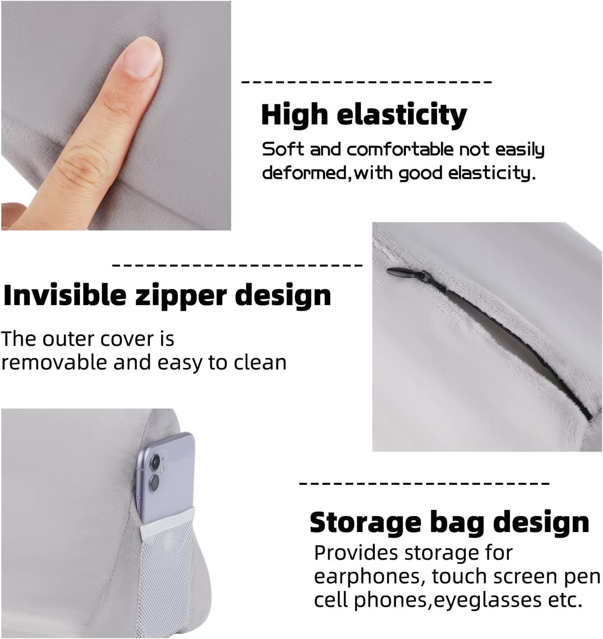 Tablet Stand,Tablet Pillow Stand, Multi-Angle iPad Tablet Reading Stand Pillow Holder for iPad, Tablet, Smartphone, Magazines, Books (Grey) - PuriLite