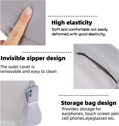 Tablet Stand,Tablet Pillow Stand, Multi-Angle iPad Tablet Reading Stand Pillow Holder for iPad, Tablet, Smartphone, Magazines, Books (Grey) - PuriLite