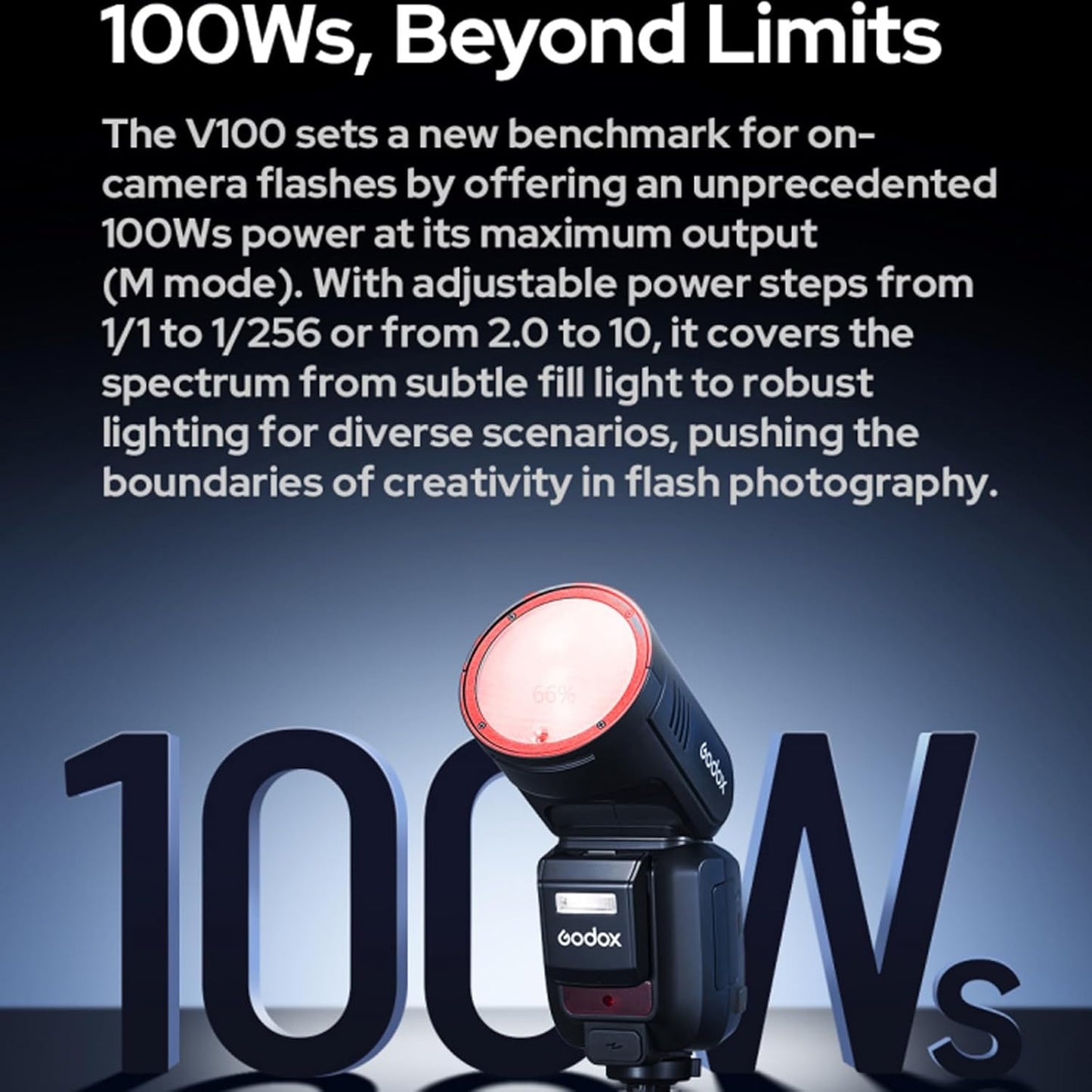 Godox V100S V100-S 100Ws Flash for Sony Camera TTL Speedlight, 400 Full Power Flashes, 1.7s Recycle Time, 2.4G Wireless with External Flash, Touchscreen Flash Speedlite for Sony Cameras (Godox V100-S) - PuriLite