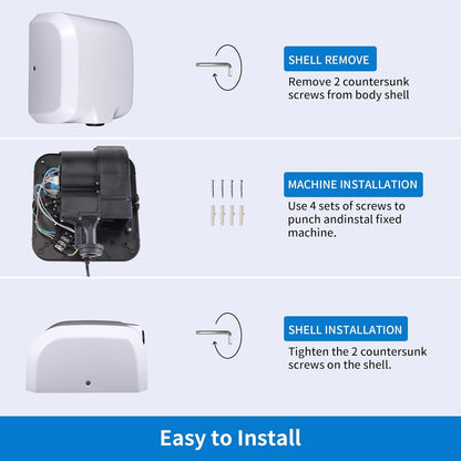Goetland Stainless Steel Commercial Hand Dryer 1800w Automatic High Speed Heavy Duty Dull Polished - PuriLite
