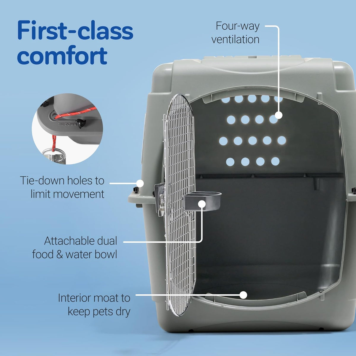 Petmate 00200 Sky Kennel for Pets from 25 to 30-Pound, Light Gray - PuriLite