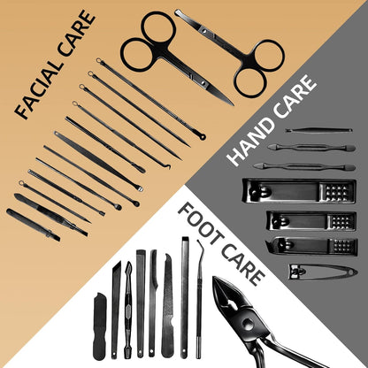 Manicure Set 30 in 1 Nail Clipper set, REDFLOW nail clippers, fingernail & toenail clippers, Manicure Tools, pedicure tools, Suitable for Travel Manicure Kit, Nail Set Kit With Everything Profe - PuriLite
