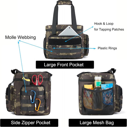 Tactical Lunch Bag for Men, Large Leakproof Insulated Lunch Box, Lunch Cooler Bag with Shoulder Strap, Lunch Pail for Adults Work Outdoor Picnic Trips, Black Camo - PuriLite