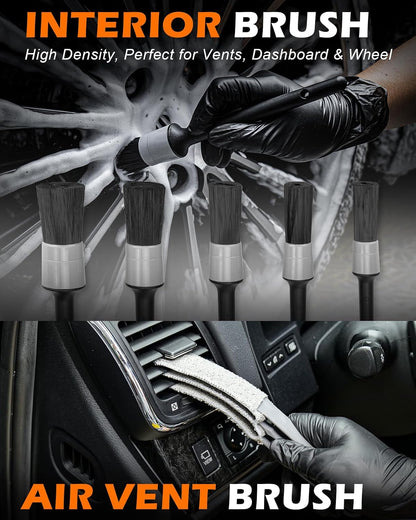 20Pcs Windshield Cleaner Tool - Car Interior Detailing Brush Kit with 200g Cleaning Gel, Microfiber Car Wash Mitt, Dash Duster & 2-Sided Scrubber, All-in-One Inside Car Cleaning Supplies Tool