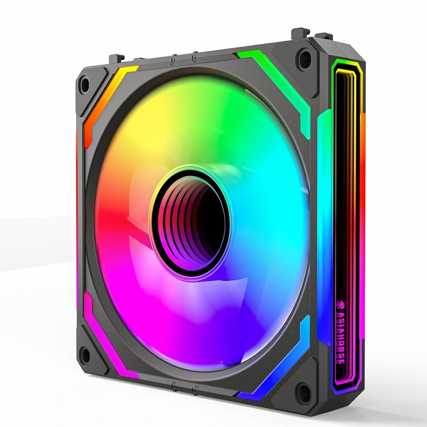 AsiaHorse COSMIQ-Black 120mm PC RGB Fans, 5V 3-PIN Connector Daisy Chain FDB PWM Computer Case Fans with RGB Controller for Cases CPU Liquid Coolers, 3Pack (Black) (Black, 3_Pack_Forward_Blade) - PuriLite