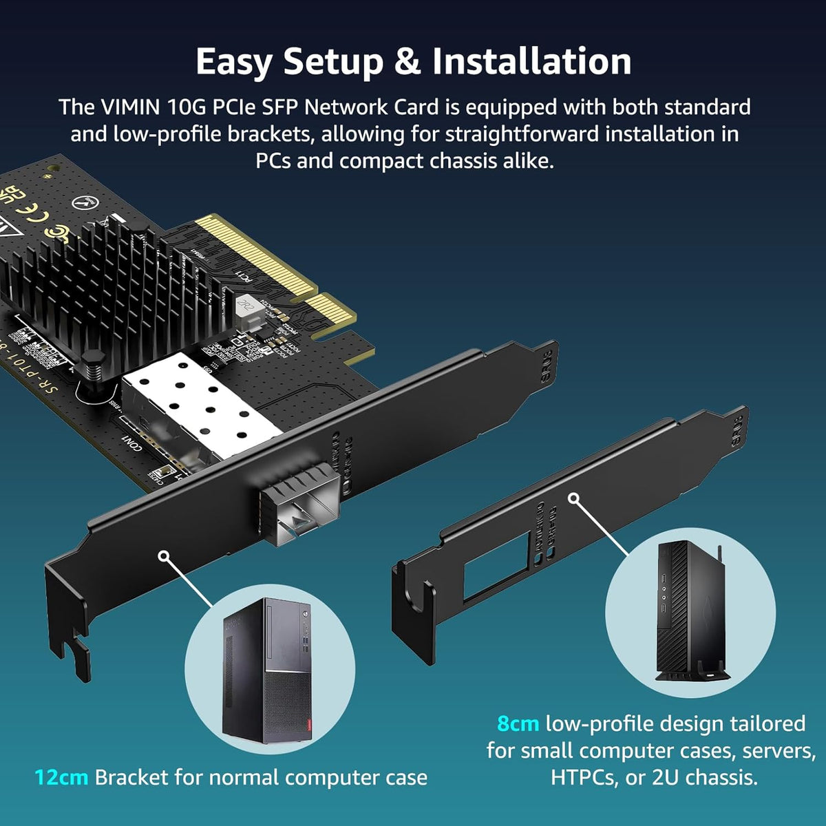 10G PCI-E Network Card with 10Gbps Dual RJ45 Ports, Intel X540-T2 Conrtoller, VIMIN 10Gb Ethernet Adapter Card Compatible with PCI Express X8, X16, Support Windows/Windows Server/Linux/VMware - PuriLite