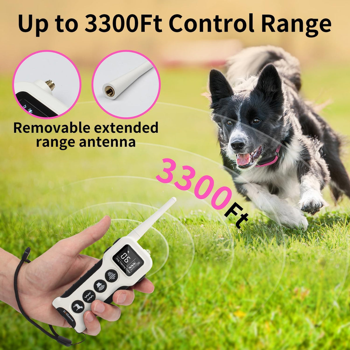 DOGLinsen No Shock Dog Training Collar with Remote 3300ft Range, Vibrating Dog Collar, Vibration Collar for Small Medium Large Dogs, 9 Style Tones and Vibration Collar - PuriLite