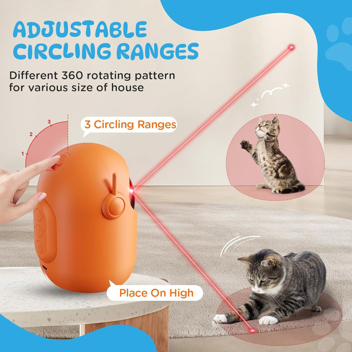KOACKL Cat Toys for Indoor Cats, Cat Laser Pointer Toy, Rechargeable Automatic Cat Toy with Timer & Speed Modes, Ideal Interactive for Cats Dogs Training and Exercise - PuriLite