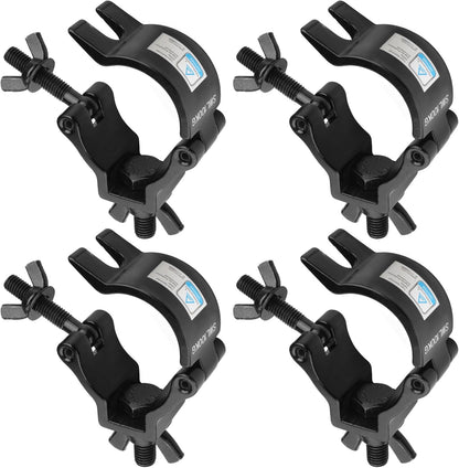 4 Pack 2"(50.8 mm) Black Light Clamps Truss DJ O Clamp, Max. Load 100 KG(220 LBs), TUV Certificated - PuriLite