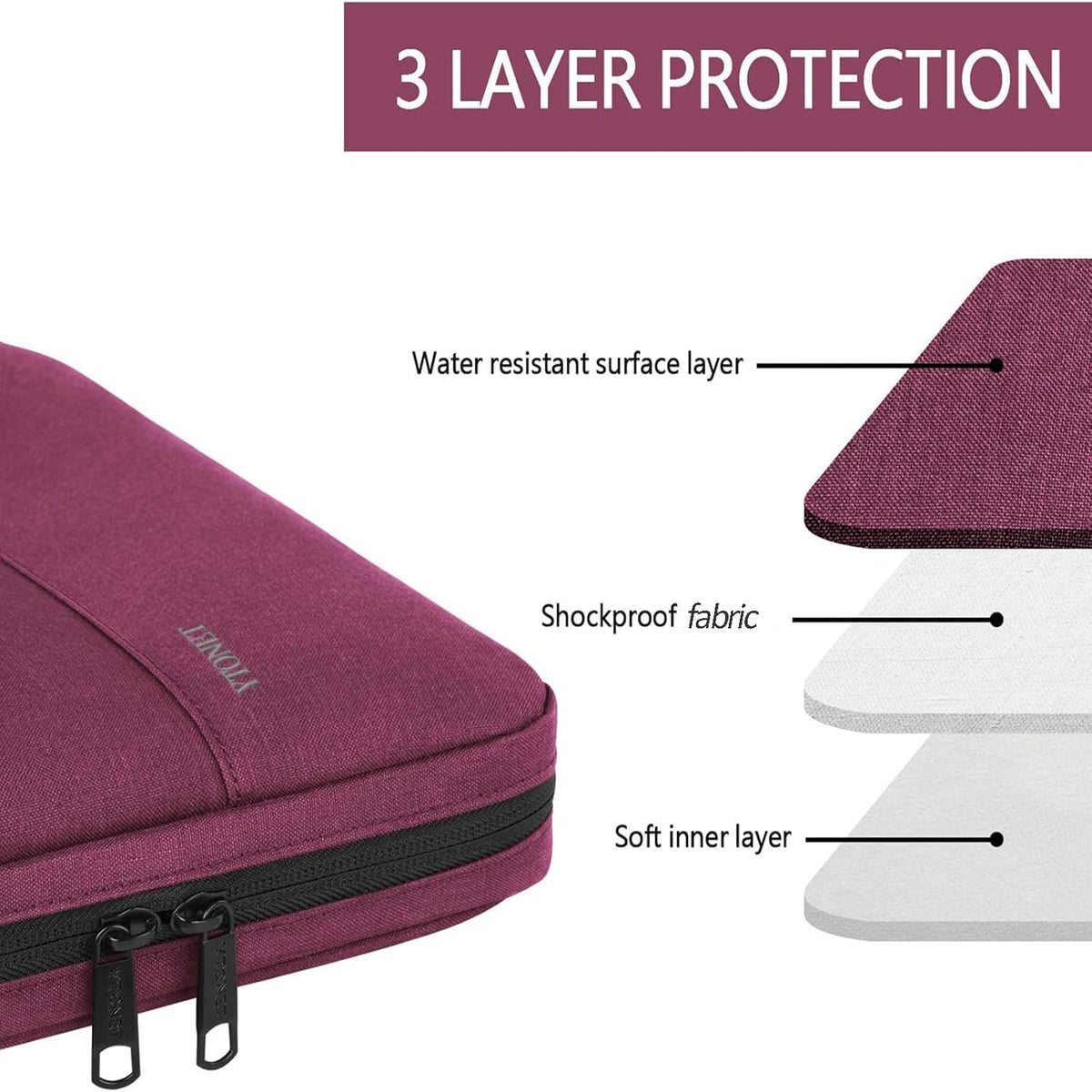 Ytonet Laptop Sleeve, 15.6 inch TSA Laptop Bag Laptop Case Water Resistant Computer Carrying Bag Compatible for Lenovo, HP, Dell, Asus Notebook, Gifts for Men Women, Grey - PuriLite