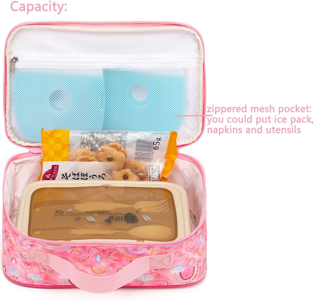 FlowFly Kids Lunch Box Insulated Soft Bag Mini Cooler Back to School Thermal Meal Tote Kit for Girls, Boys, Black - PuriLite