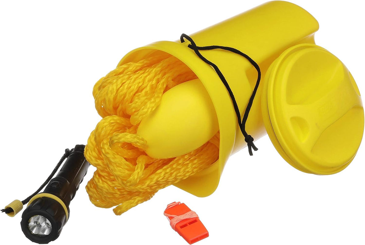 Seachoice Boat Bailer Safety Kit, Includes Flashlight, Whistle, 50 Ft. Line and Bailer - PuriLite
