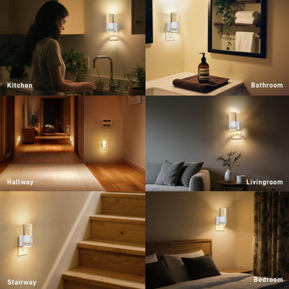 Night Light Plug into Wall - 2 Pack LED Nightlight with Dusk to Dawn Sensor 0-100LM Brightness Dimmable Lights for Bedroom Bathroom Hallway (Soft White 3000K) - PuriLite