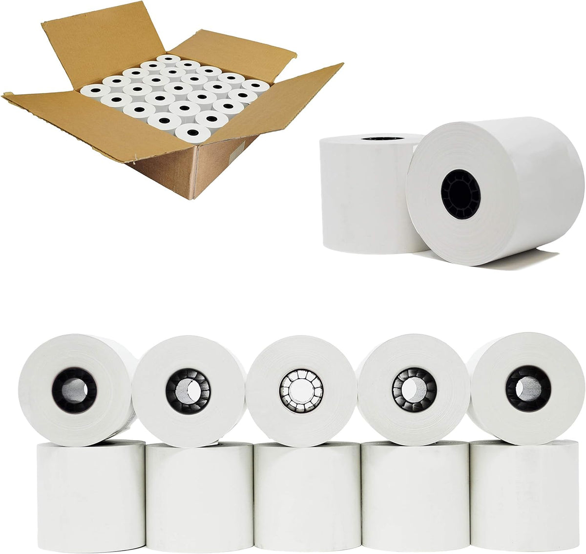 (50 Rolls) 2 1/4 x 50 Thermal Paper Receipt Rolls 2.25 x 50 ft POS Cash Register fits All Credit Card Terminals - PuriLite