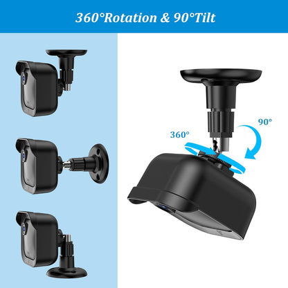 PlusAcc Outdoor Camera Mount for Blink Outdoor 4 (4th Gen) & 3rd Gen Camera, 3 Pack 360° Adjustable Wall Mount Bracket with Sync Module 2 Mount for Blink Camera System (Black, Cameras Not Included) - PuriLite