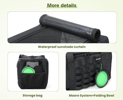 Approved Collapsible Cat Soft-Sided Carriers, Breathable Pet Carriers up to 5kg/12lbs, Portable Dog Carrier Great for Travel, Outdoor, Hiking, Camping(Gray) - PuriLite