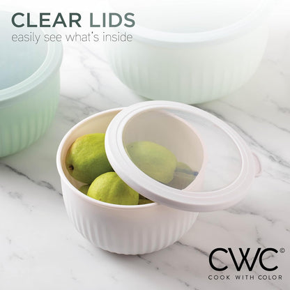 COOK WITH COLOR Prep Bowls with Lids- 8 Piece Nesting Plastic Small Mixing Bowl Set with Lids (Teal Ombre) - PuriLite