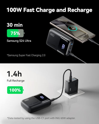 INIU Power Bank, 25000mAh 100W High Capacity USB C Laptop & Phone Portable Charger, Fast Charging Flight Cruise Ship Travel Essential Mini Battery Pack for College Students Travelers Boys Girls, Red - PuriLite