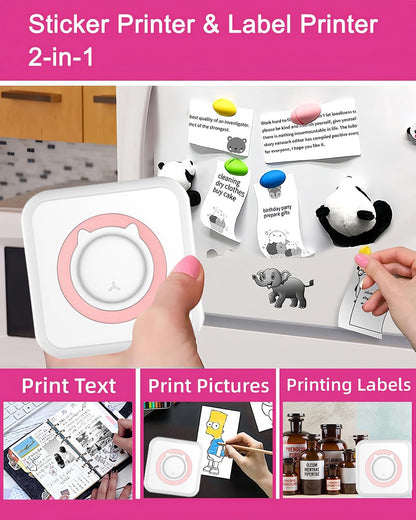 Label Maker - Mini Portable Sticker Printer with 13 Rolls Self-Adhesive Thermal Papers, Labeller Machine for Home Office Study Business Texts Journal, Blue - PuriLite