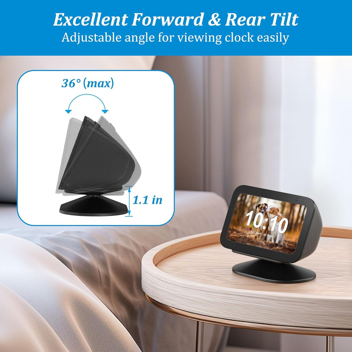 PlusAcc Stand for Show 5 (3rd Gen) - Adjustable Tilt Holder, Magnetic Table Stand Accessories Compatible with iPhone Models & Show 5 3rd Generation, Non-Slip Base (Black) - PuriLite