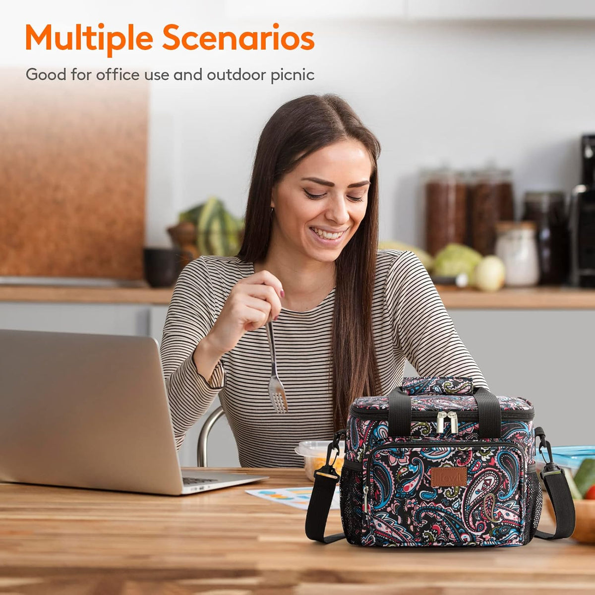 Lifewit Large Lunch Bag for Adults, 24-Can 15L Insulated Lunch Box Leakproof Soft Cooler Cooling Tote for Men Women, Waterproof Reusable Cooler Bags for Work Office Outdoor Picnic Camping, Black - PuriLite