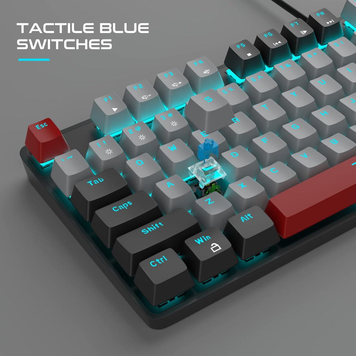 Mechanical Gaming Keyboard, 104 Keys White Backlit Mechanical Keyboards with Red Switches & Double-Shot Keycaps, MageGee Wired Ergonomic Computer Keyboard for Desktop, PC Gamers (White & Blue) - PuriLite