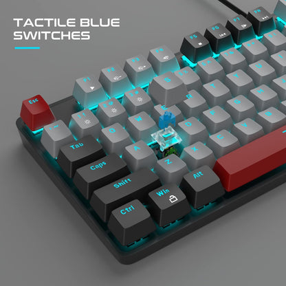 Mechanical Gaming Keyboard, 104 Keys White Backlit Mechanical Keyboards with Red Switches & Double-Shot Keycaps, MageGee Wired Ergonomic Computer Keyboard for Desktop, PC Gamers (White & Blue) - PuriLite