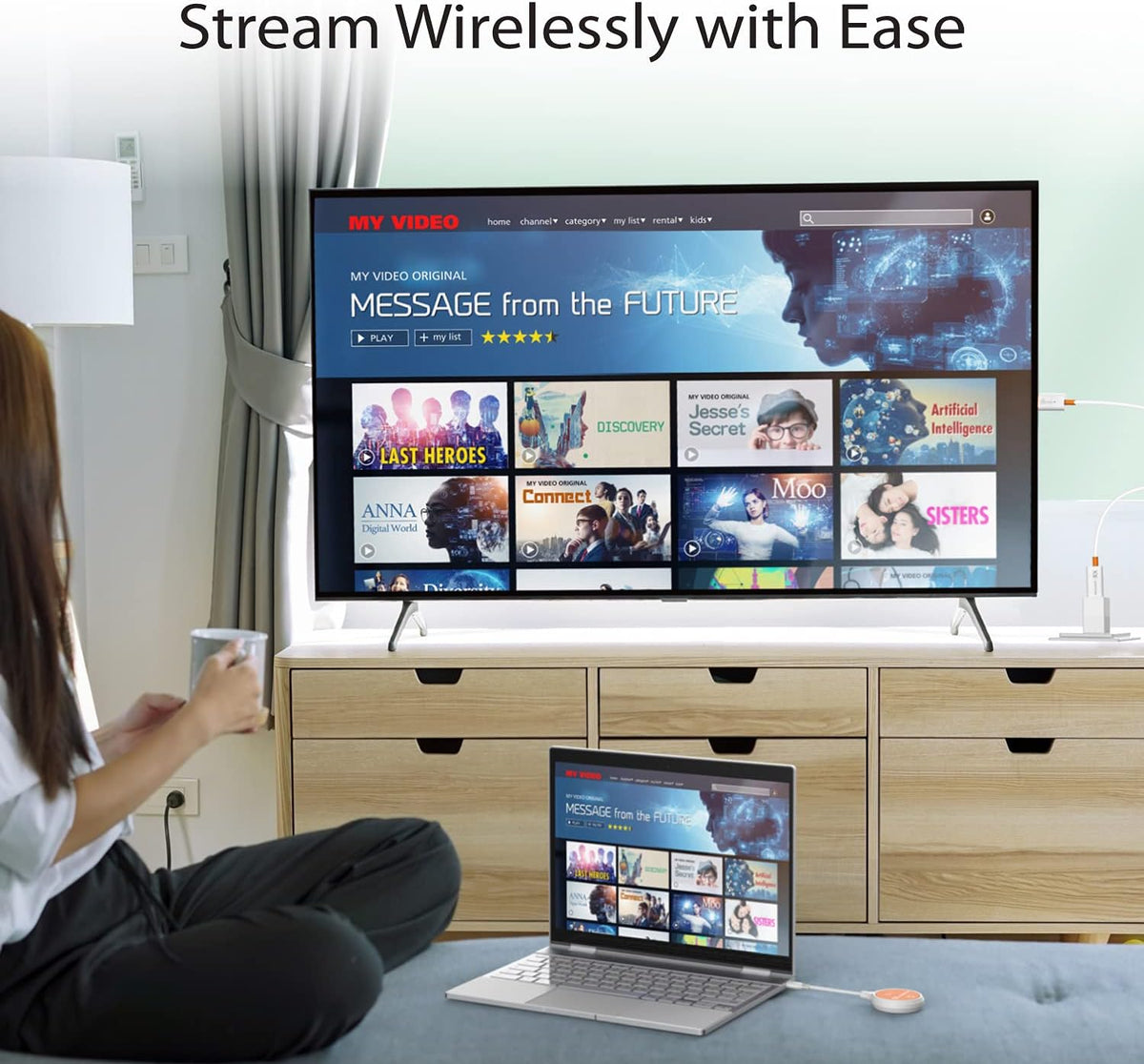 j5create ScreenCast USB-C to HDMI Wireless Display Transmitter and Receiver, Supports 1080p, Compatible with MacBook, iPad Pro, ChromeOS, USB-C Laptops and Android (JVAW62) - PuriLite