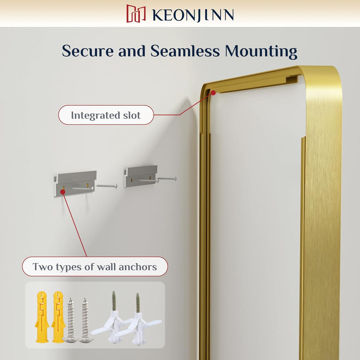 Keonjinn 42 x 36 Brushed Nickel Bathroom Vanity Mirror, Large Rounded Rectangle Bathroom Mirrors for over Sink, Metal Framed Silver Mirror for Wall, Shatterproof HD Tempered Glass(Horizontal/Vertical) - PuriLite