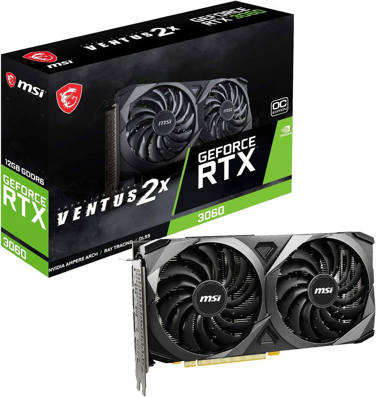 MSI GeForce RTX 3060 Ventus 2X 12G OC, Gaming Graphics Card - RTX 3060 - PuriLite