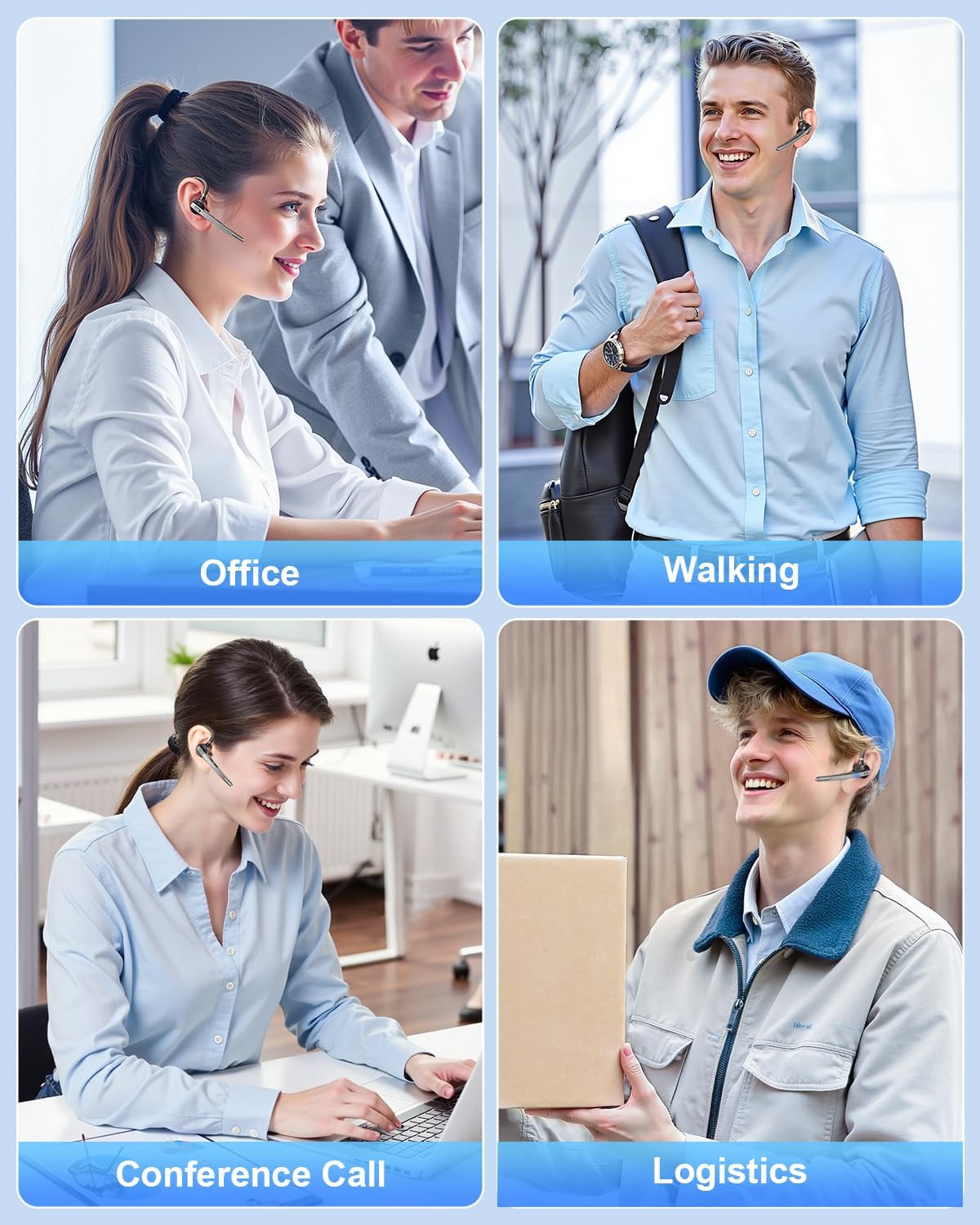 Bluetooth Headset V5.1, Wireless Headset with 500mAh Charging Case ENC Noise Cancelling Microphone, Bluetooth Earpiece 72H Talk Hands-Free Headphones for Cell Phone Office Business Driving (M51) - PuriLite