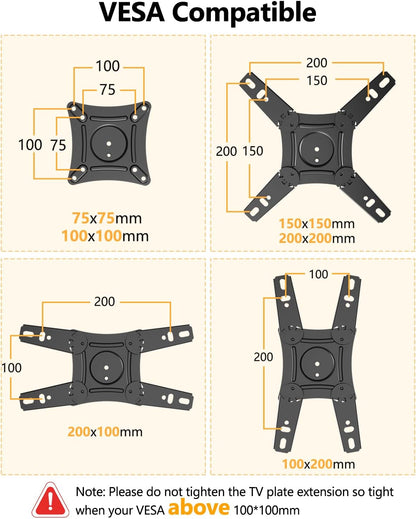 WHYFONE Long Arm Corner TV Monitor Wall Mount with 40.78" Extension for Most 13-43inch TVs Monitors, Full Motion Articulating Triple Arm Foldable, Max VESA 200x200mm, Vertical TV Mount - PuriLite