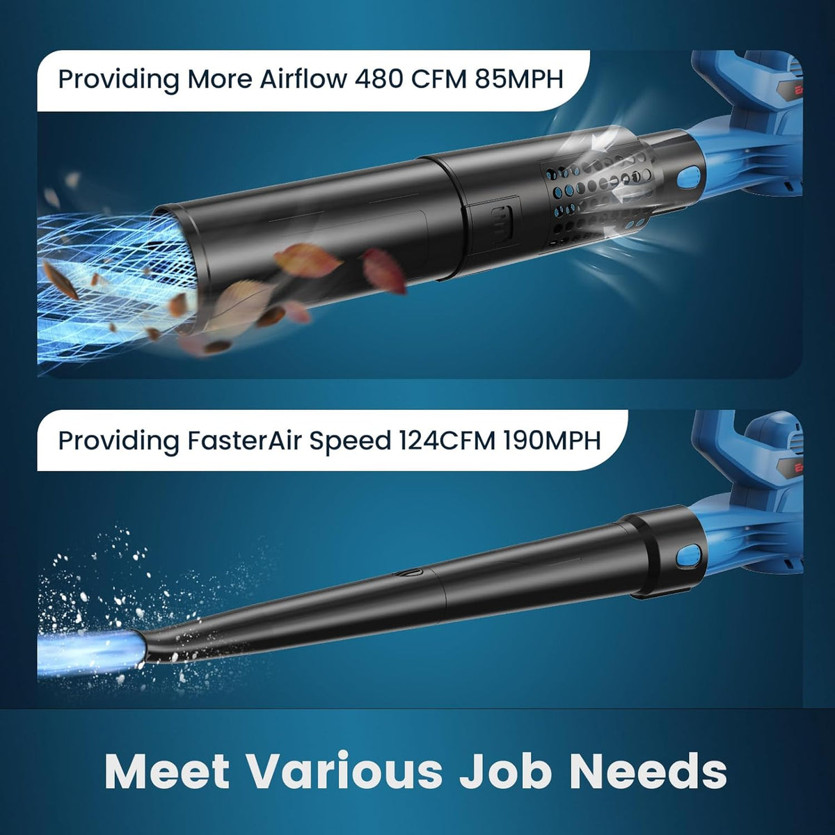 Enhulk 20V 4.0Ah Cordless Leaf Blower,460CFM &190MPH,2-in-1 Battery Powered Leaf Blower,6 Variable Speed,for Blowing Leaves,Debris,Snow and Dust,4.0Ah Battery&Charger Included - PuriLite