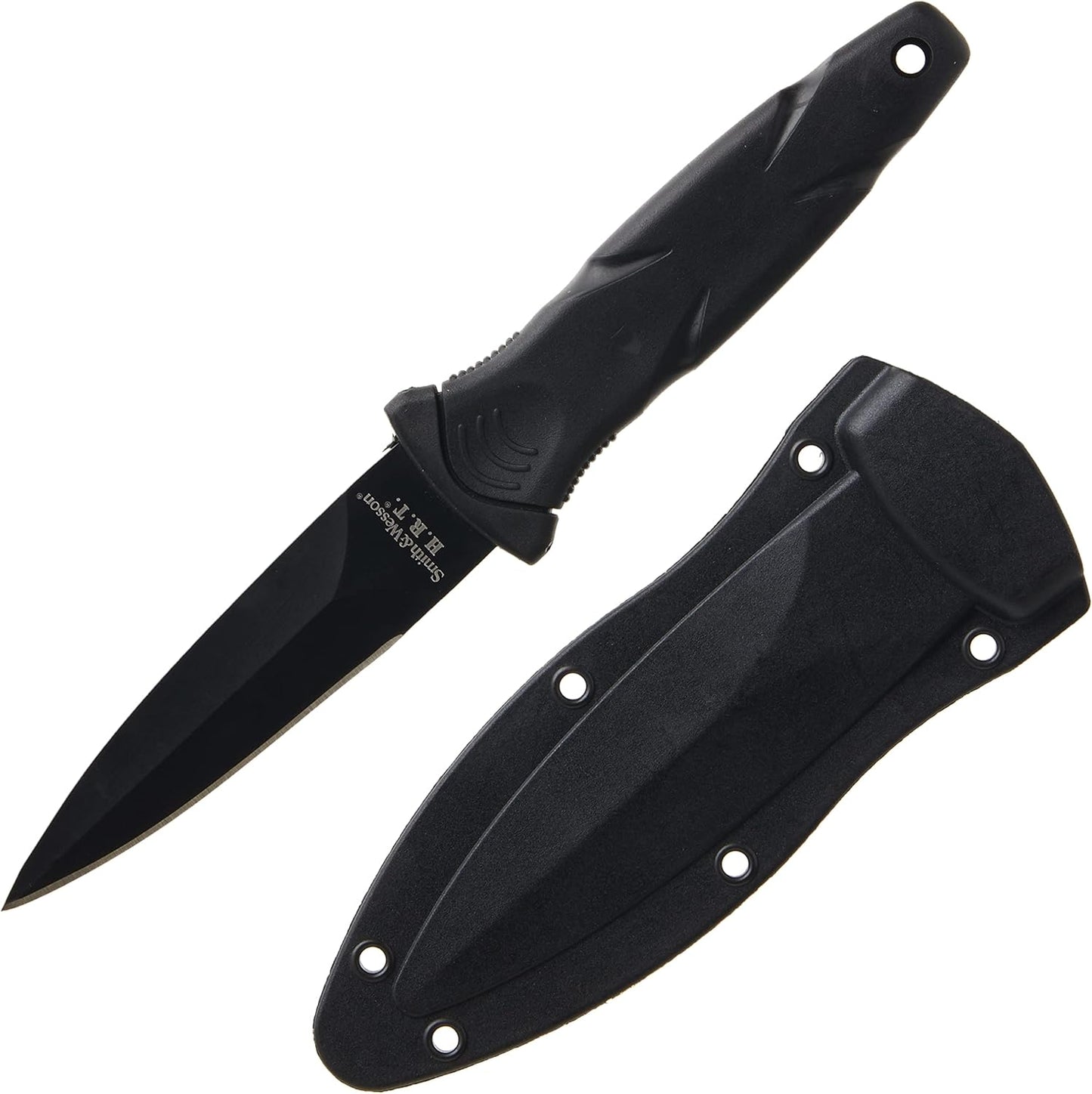 Smith & Wesson 10.6in High Carbon S.S. Fixed Blade Knife with 5.2in Tanto Blade and TPE Handle for Outdoor, Tactical, Survival and EDC - PuriLite